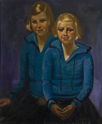 GEORGE LUKS Double-Portrait of Josephine DeGrange Sullivan Kenney and her Cousin Mildred Maria Lagan DeGrange.